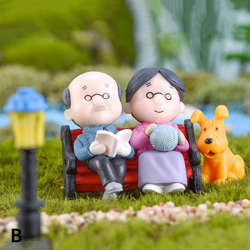 Kids Outdoor Swing Set - Mini Couple Figures Grandma Grandpa Sweety