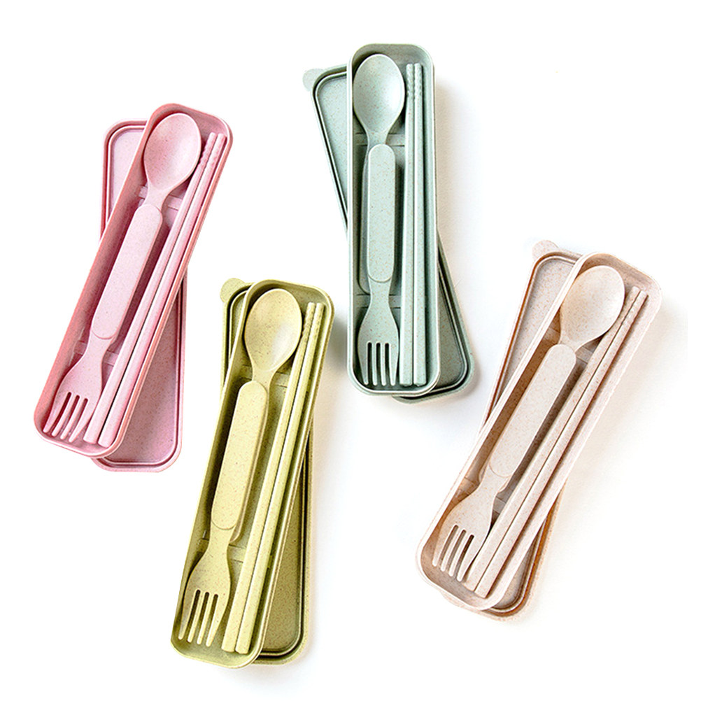 Kids.Outdoor Utensils - 1Set Wheat Straw Kids Utensil Set