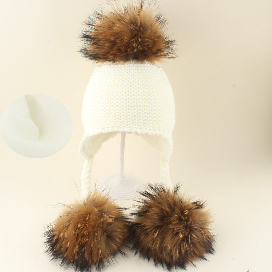 Kids Outdoor Dome - Winter Real Fur Pompom 3 Ball