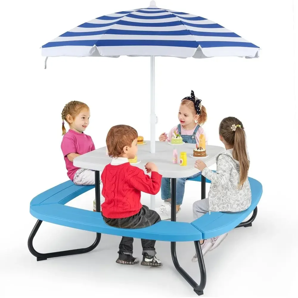 8-Person Kids Picnic Table wit - Kids Outdoor Bench 评论和价格