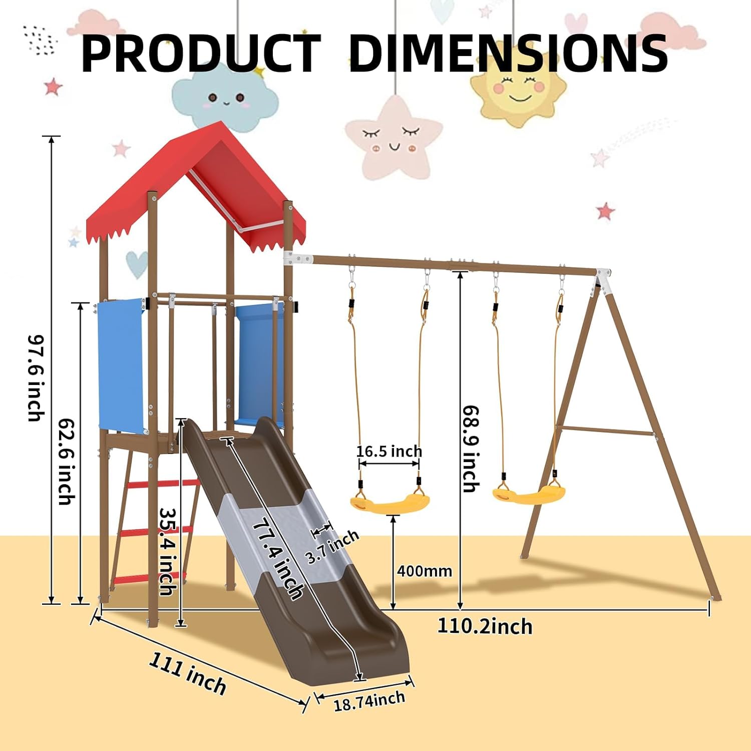 Metal Swing Set for Kids with  - Kids Outdoor Swing Set 评论和价格