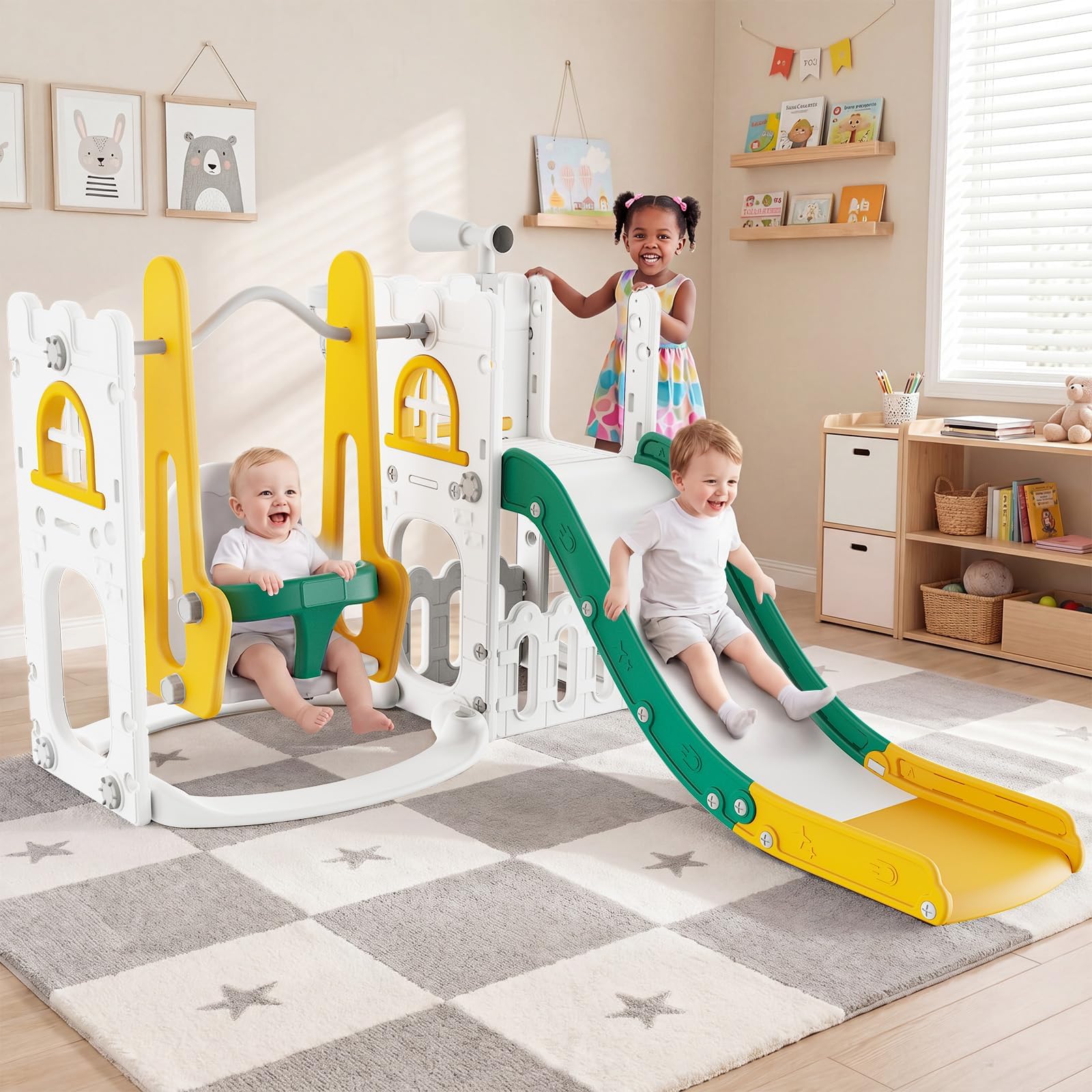 7 in 1 Toddler Slide And Swing - Kids Outdoor Swing Set 评论和价格