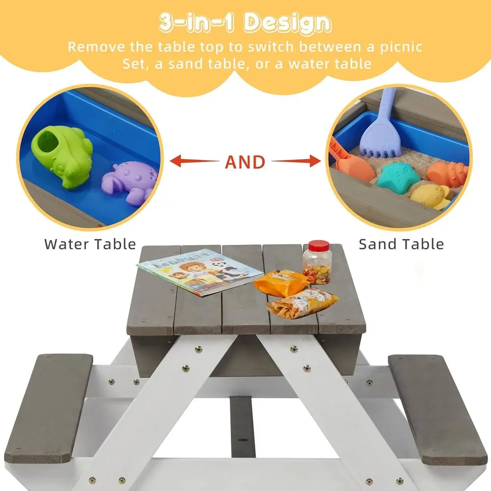 Convertible 3-in-1 Wooden Picn - Kids Outdoor Water Table 评论和价格