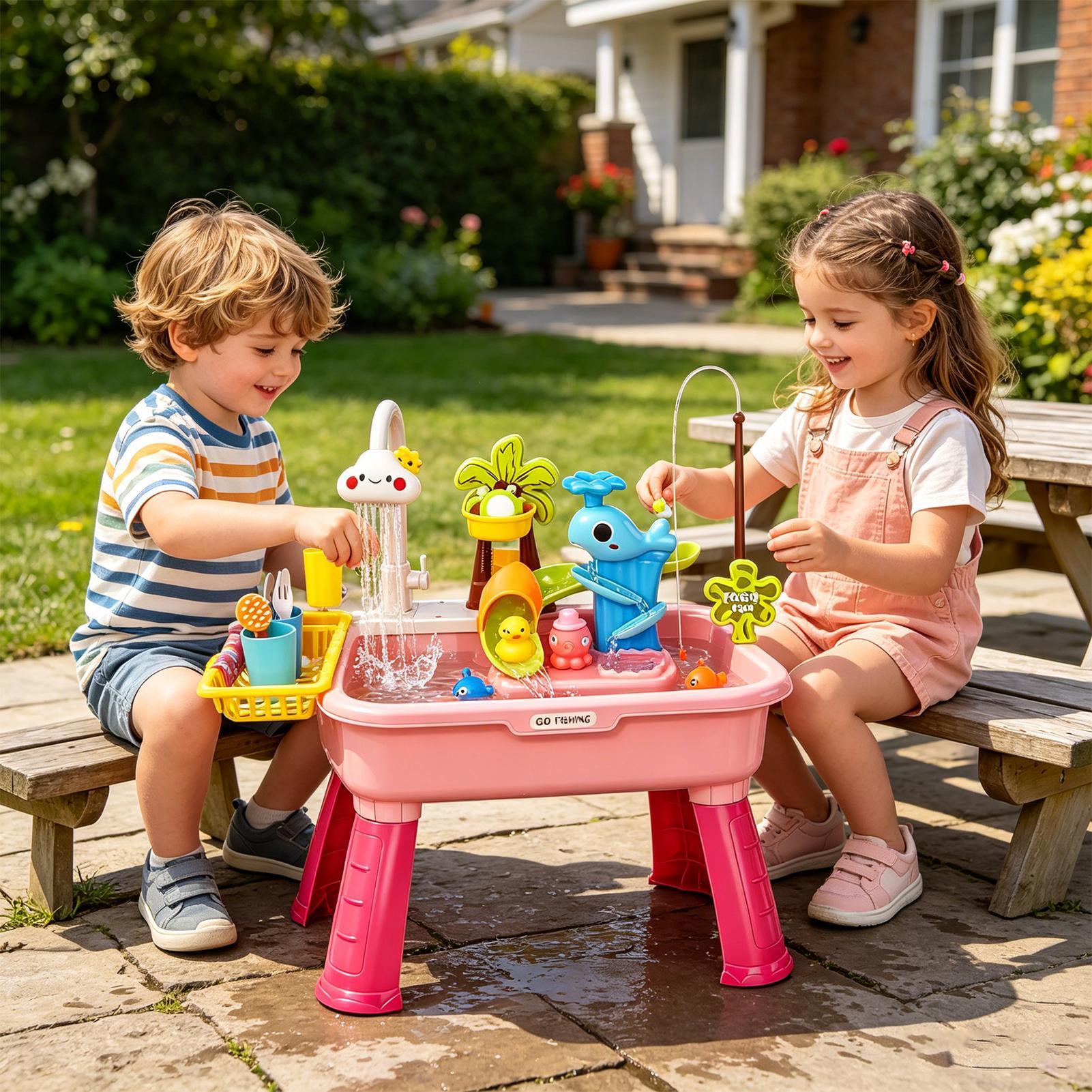 Kids Electric Play Sink with R - Kids Outdoor Water Table 评论和价格