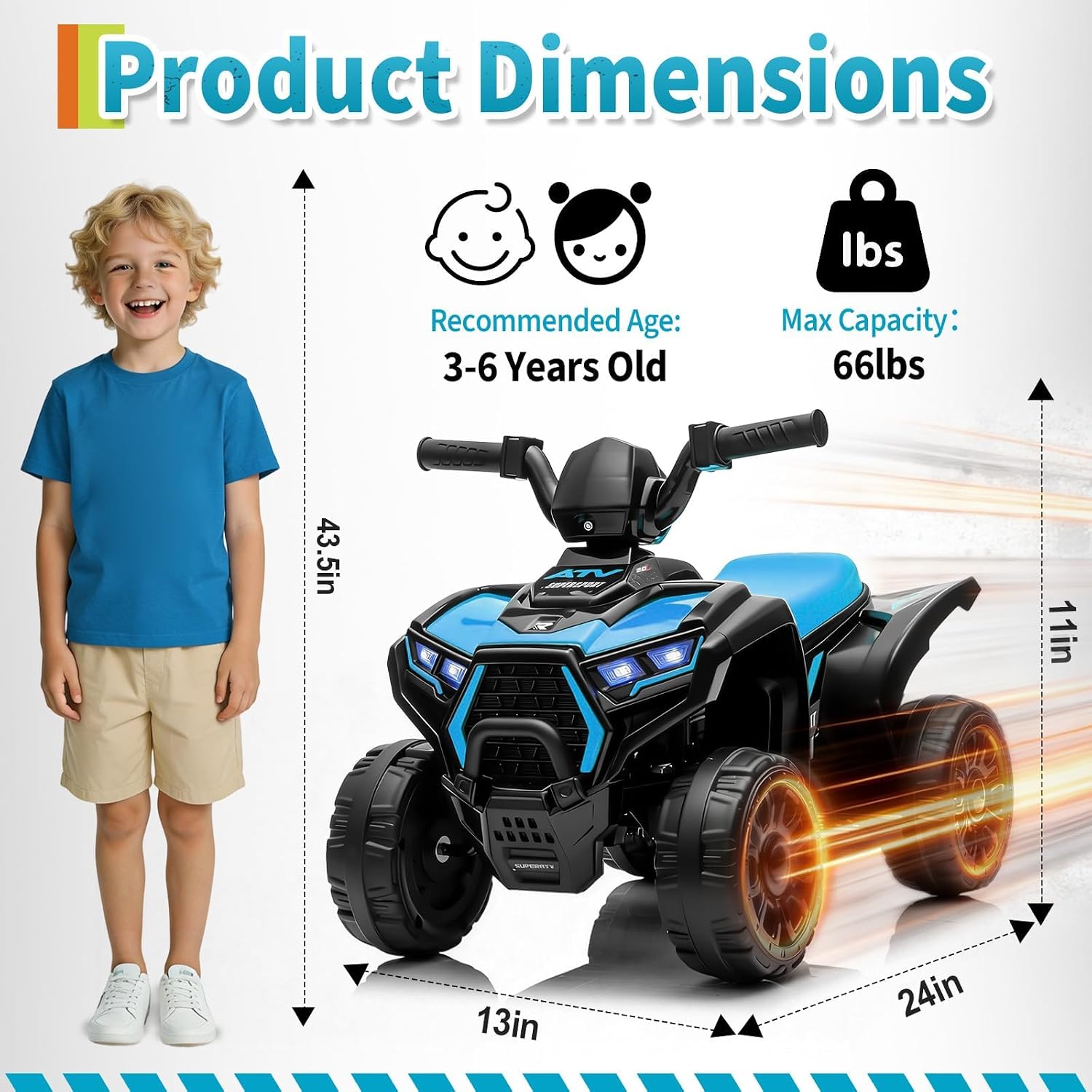 6V Blue Kids Ride‑On ATV Quad, - Kids Outdoor Electric Quad 评论和价格