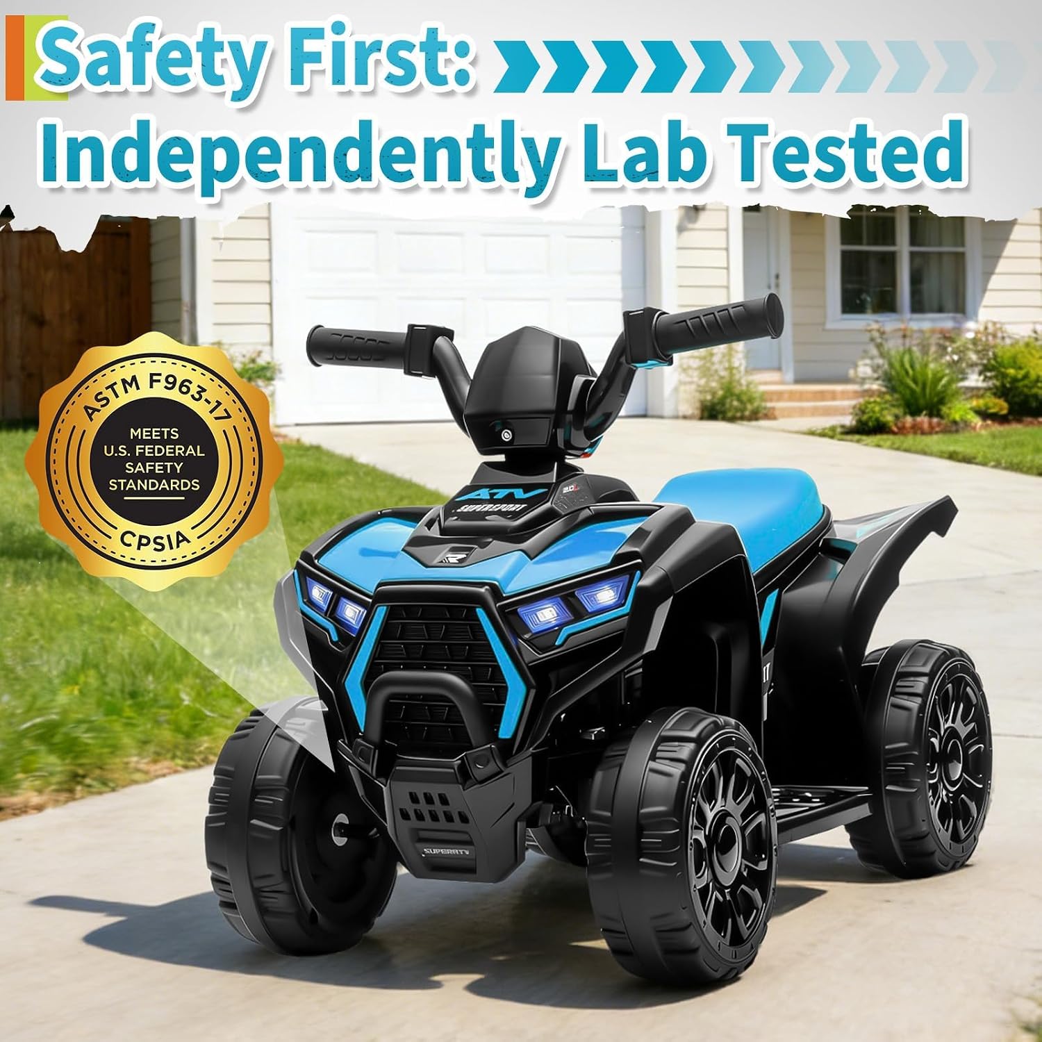 6V Blue Kids Ride‑On ATV Quad, - Kids Outdoor Electric Quad 评论和价格
