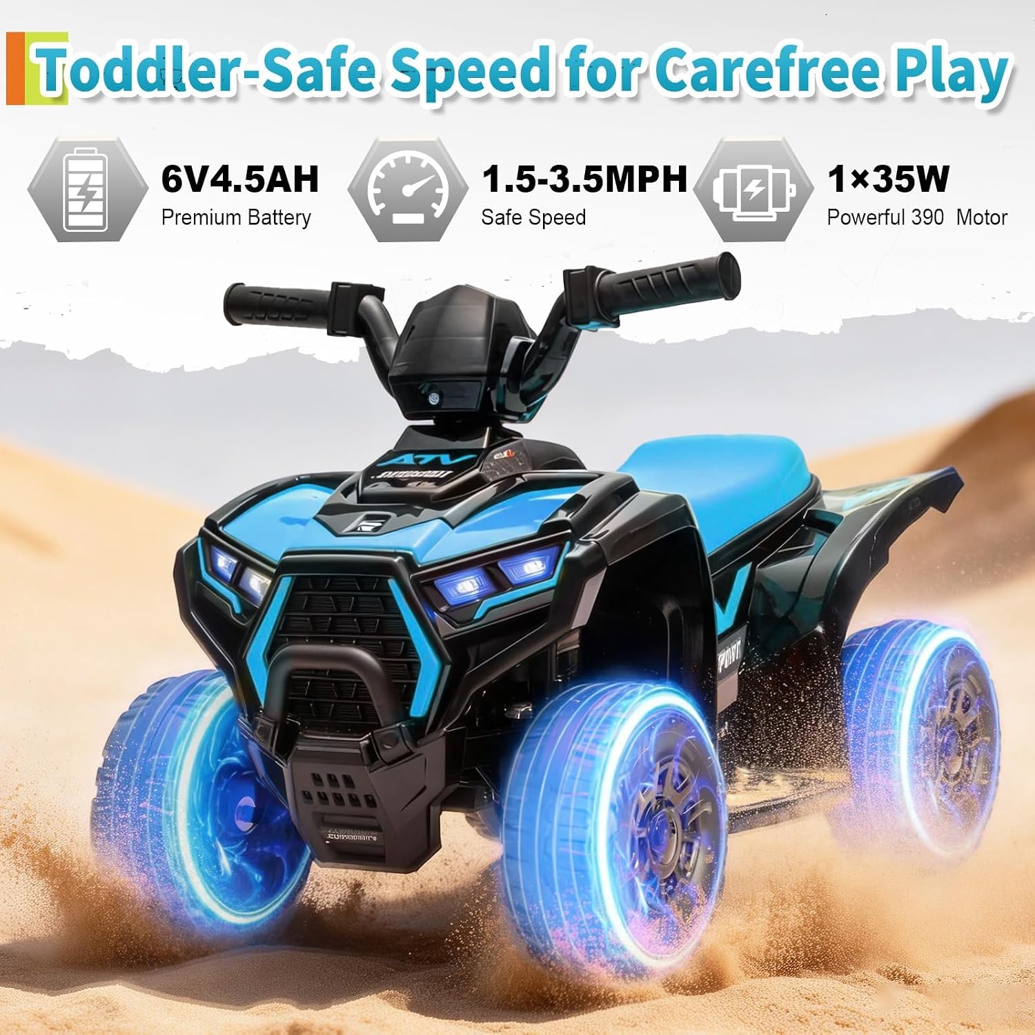 6V Blue Kids Ride‑On ATV Quad, - Kids Outdoor Electric Quad 评论和价格